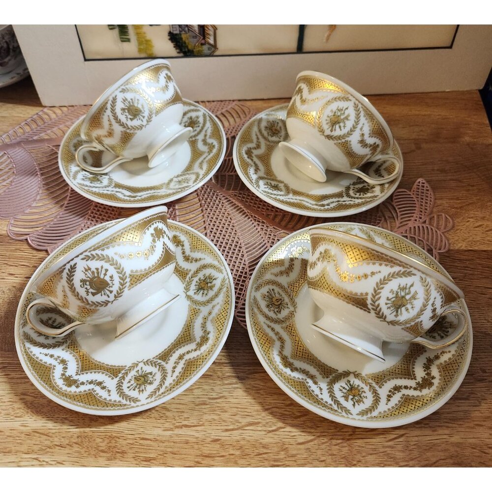 Castleton China Majestic Tea Cup & Saucer Set Gold Trim Vintage Elegant Gold Set